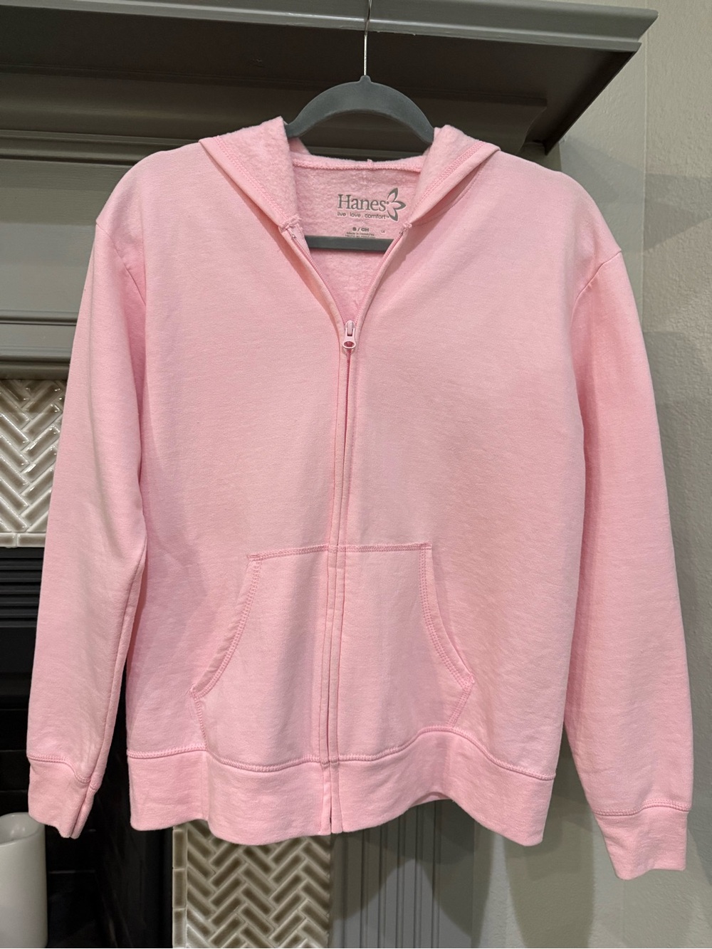 Light Pink Full-Zip Hooded Jacket